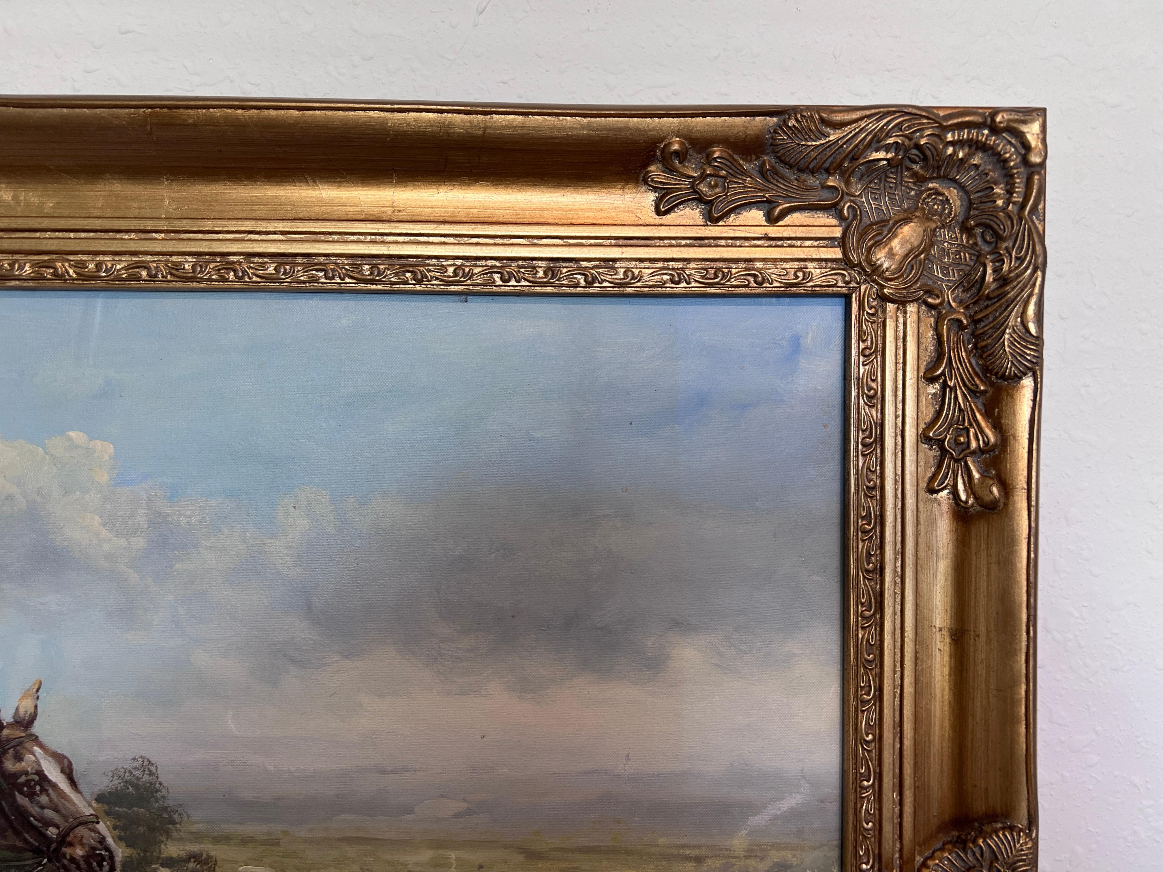 English Fox Hunting Scene Horse Hounds Oil Painting Signed William Framed For Sale 5