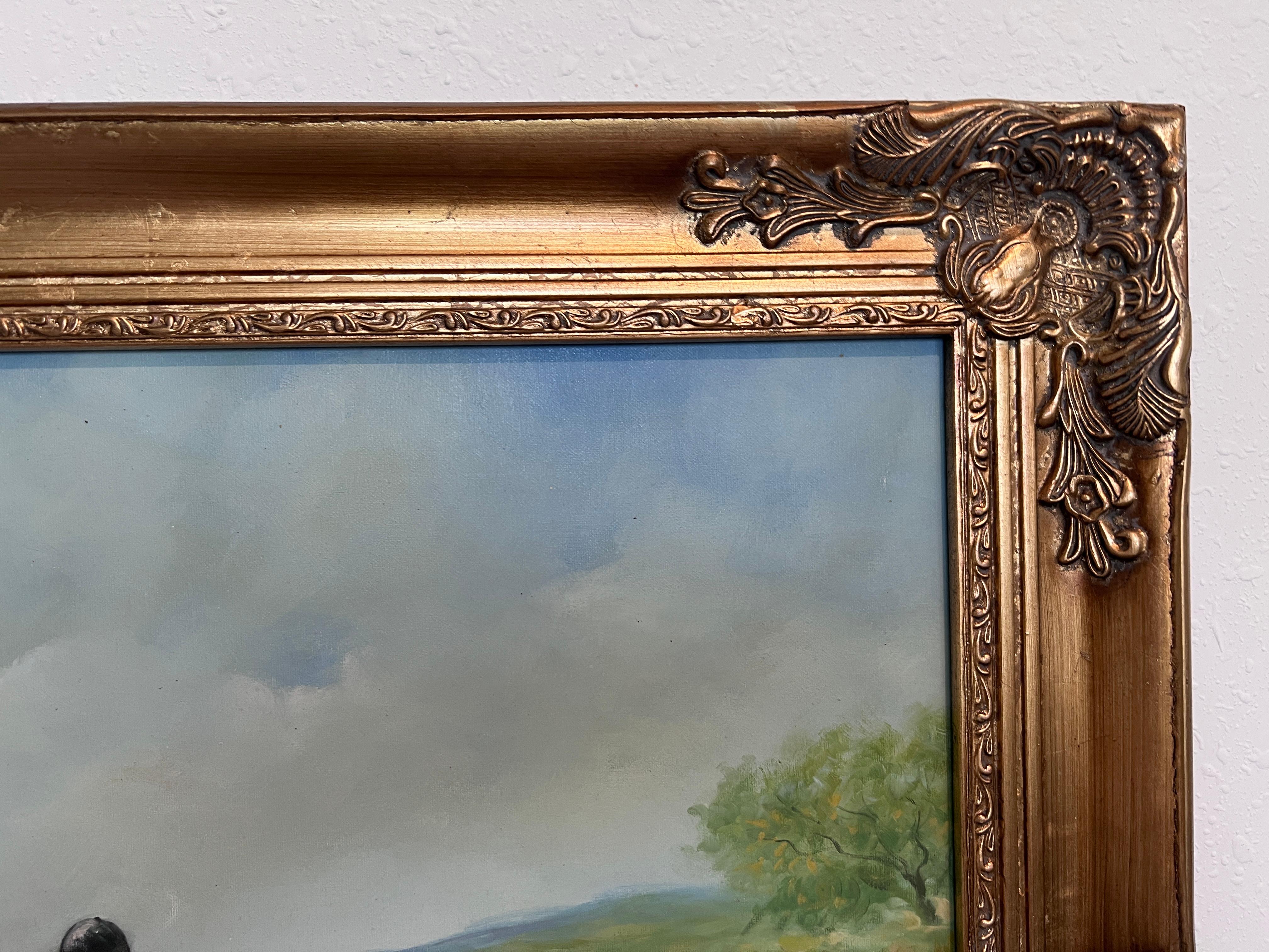 English Fox Hunting Scene Horse Hounds Oil Painting Signed William Framed For Sale 5