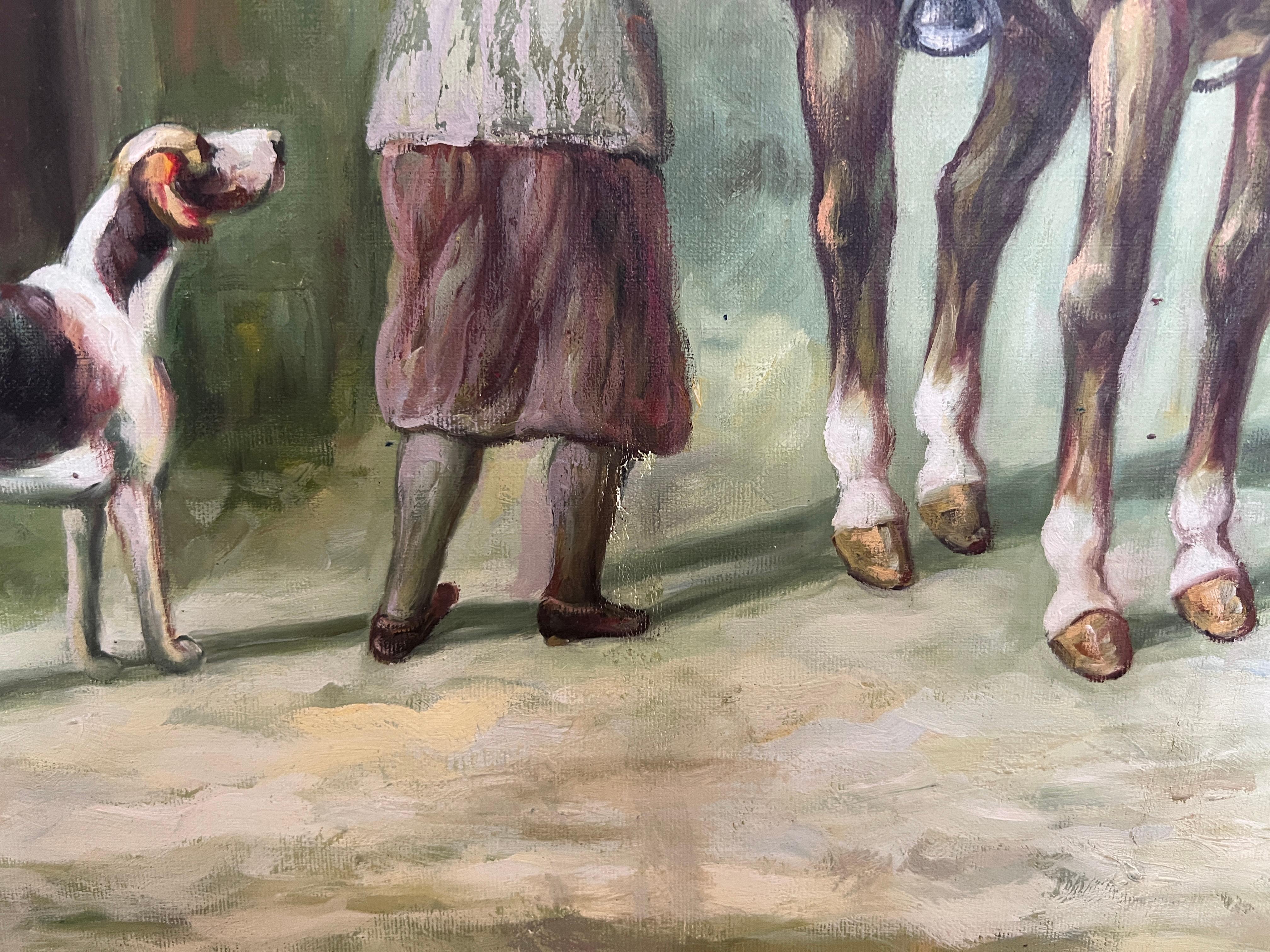 English Fox Hunting Scene Horse Hounds Oil Painting Signed William Framed For Sale 8
