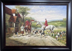 Fox Fox Hunting Scene Horse Hounds Oil Painting Signed William Encadré