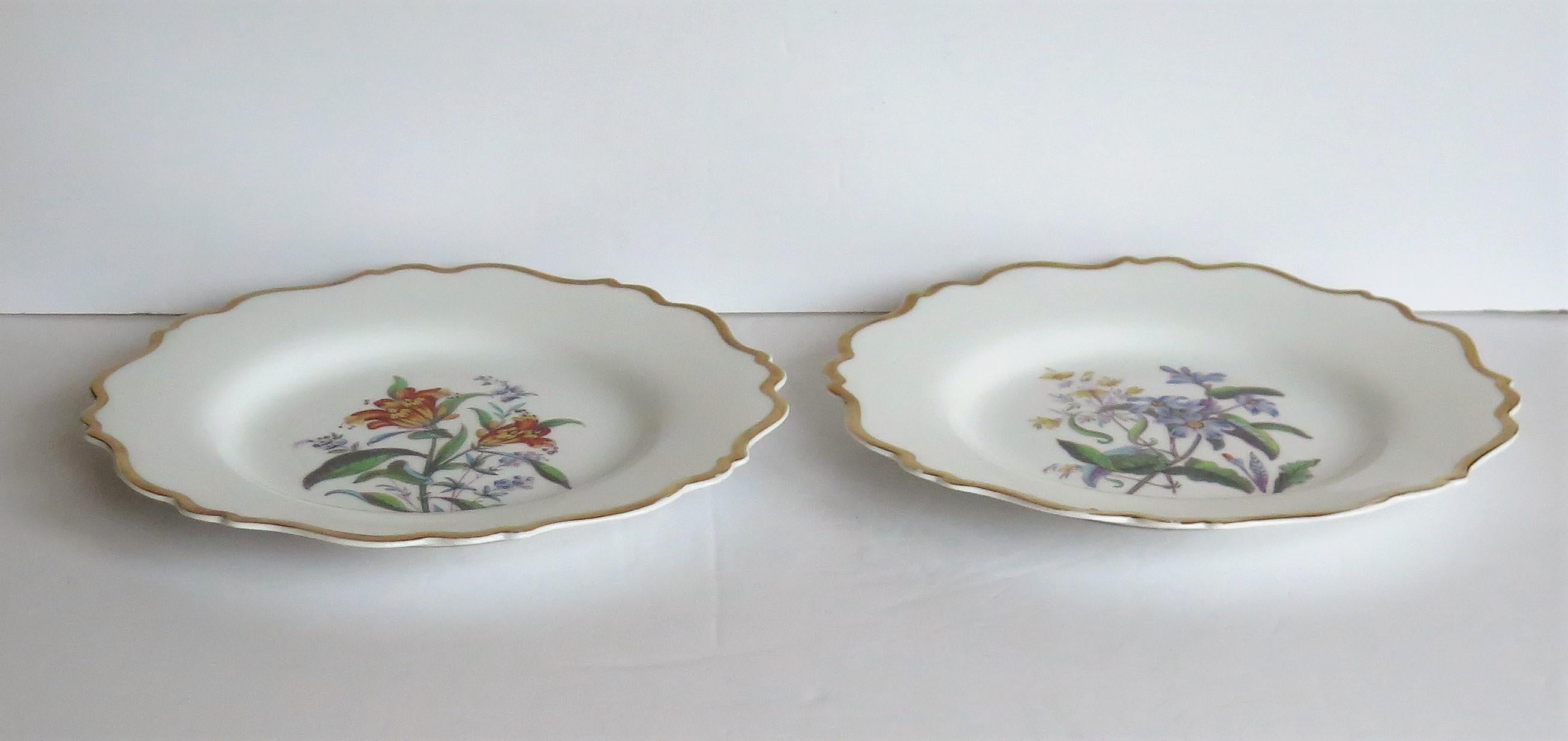 Assiettes en porcelaine PAIR de William IVth John Ridgway peintes à la main de style botanique, vers 1830 en vente 5