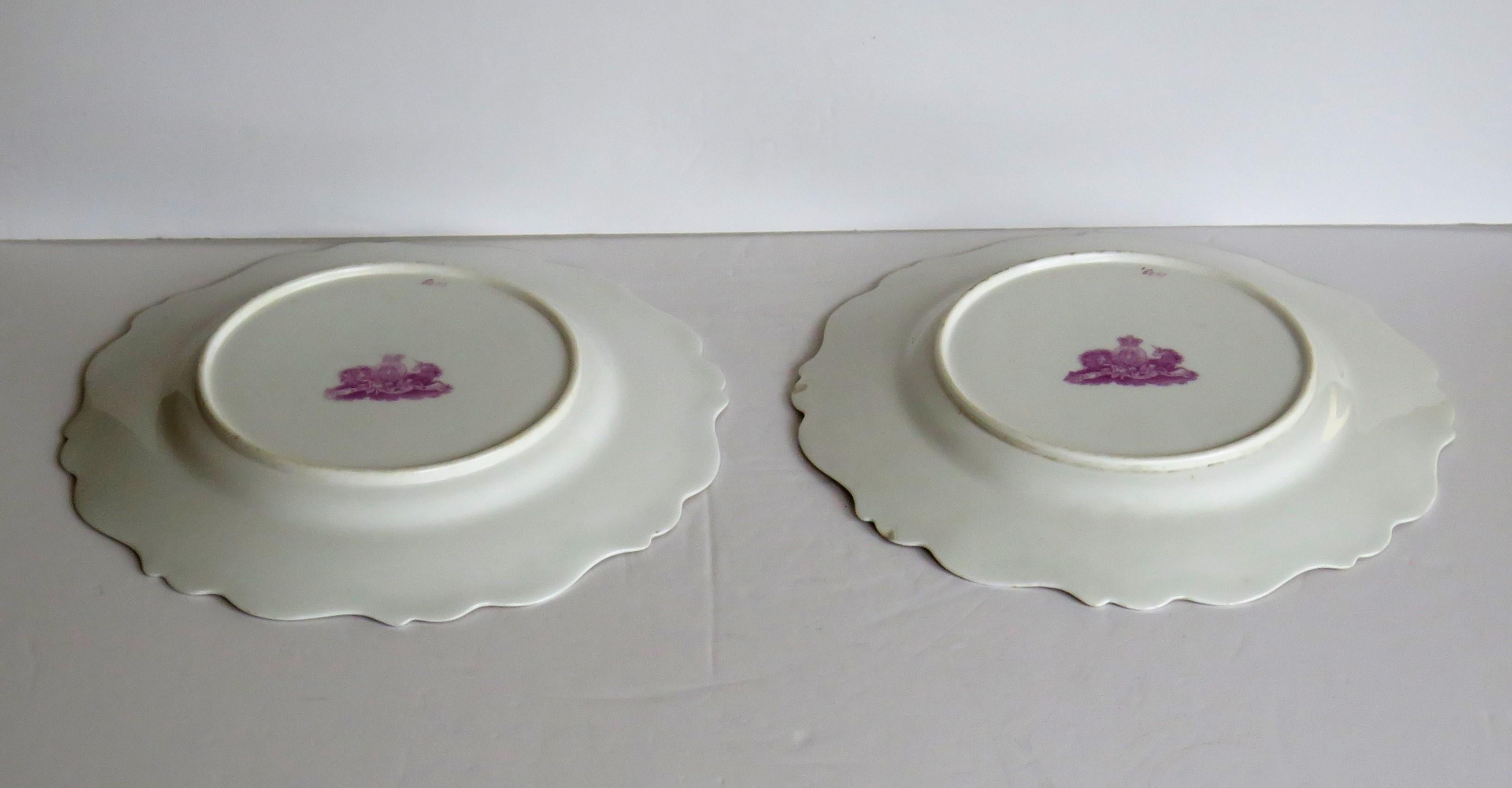 Assiettes en porcelaine PAIR de William IVth John Ridgway peintes à la main de style botanique, vers 1830 en vente 9