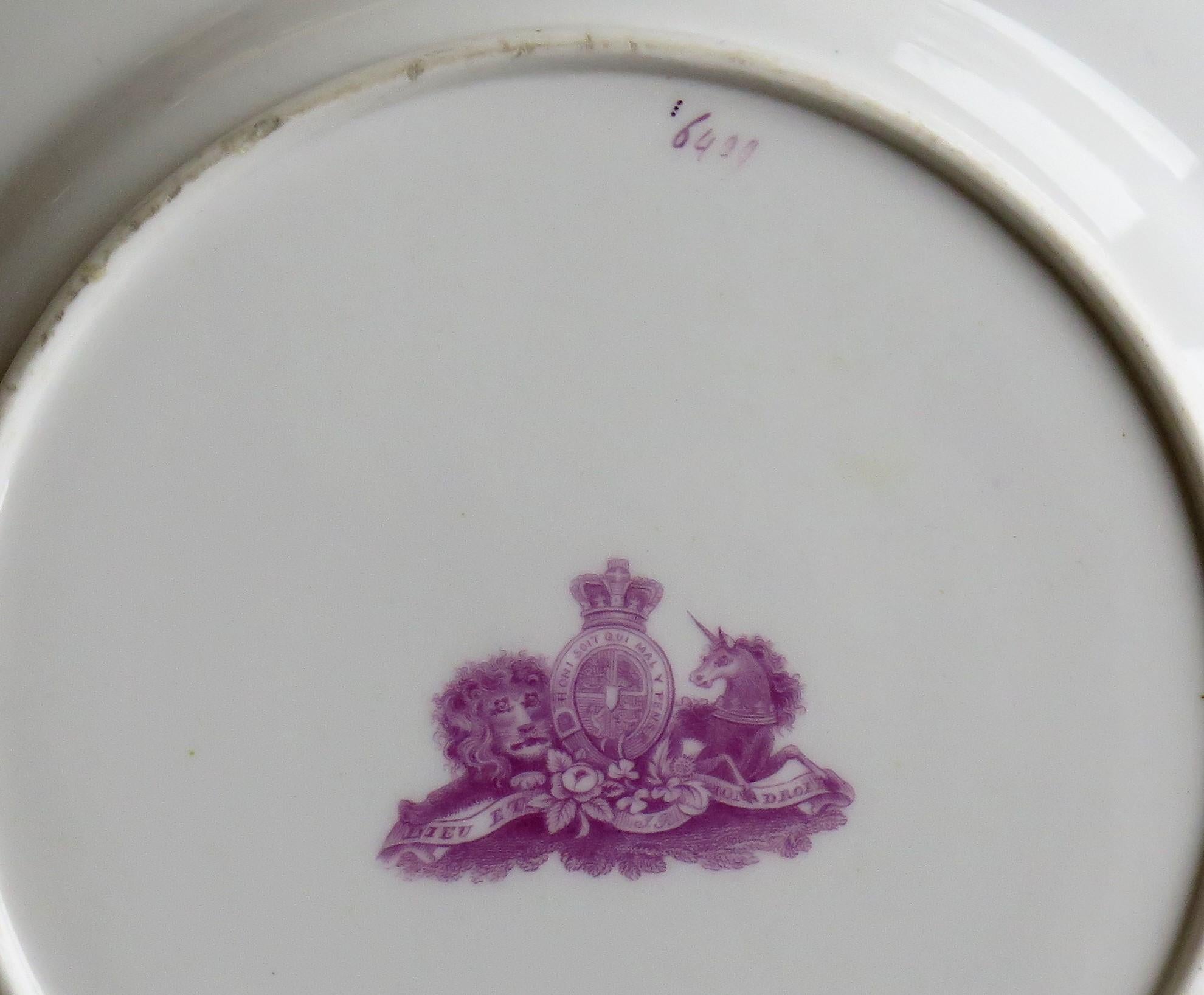 William IVth John Ridgway PAIR Porcelain Plates Hand Painted Botanical, Ca 1830 For Sale 9
