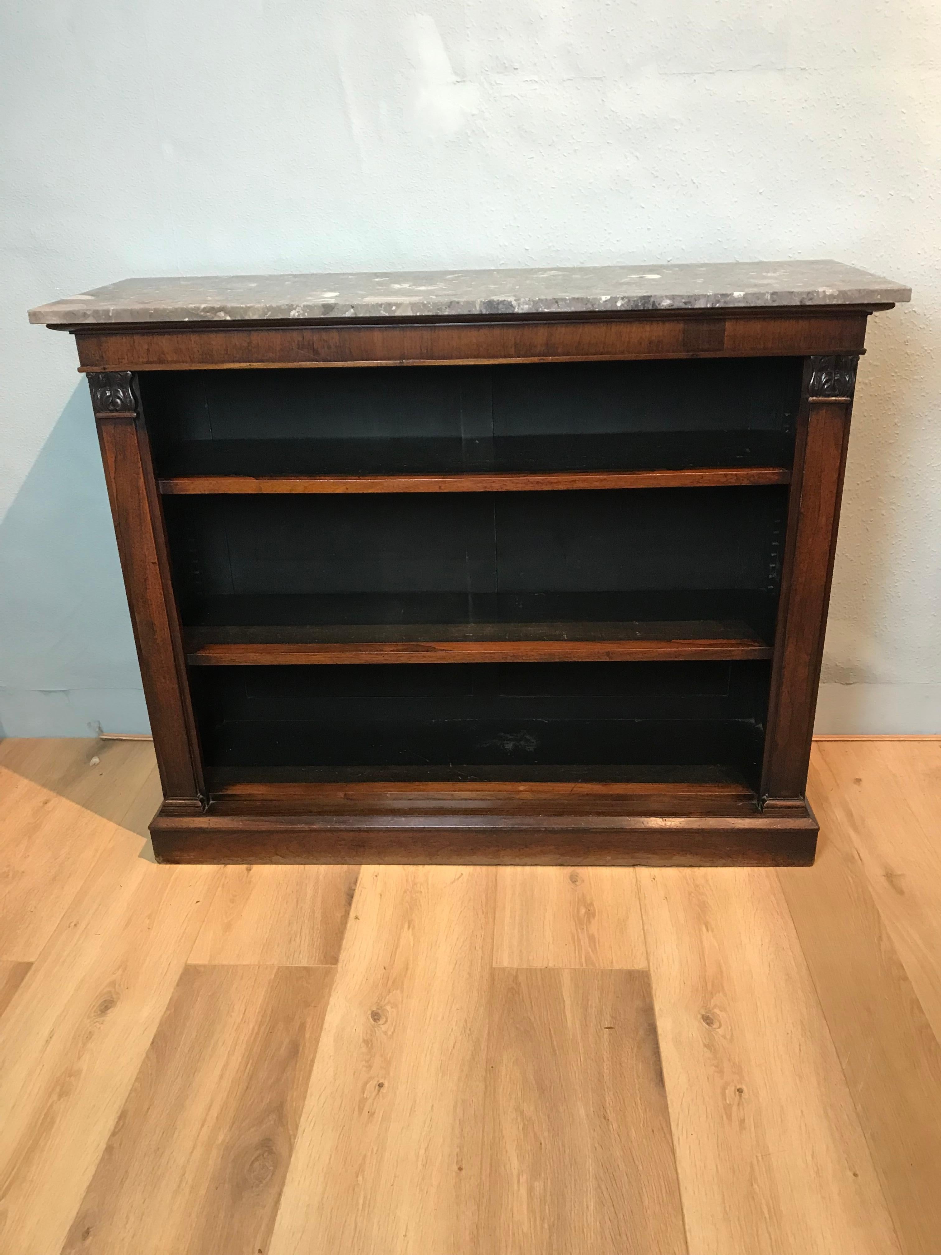 William 4th Freestanding Marble Topped Rosewood Bookcase In Good Condition For Sale In Sherborne, GB