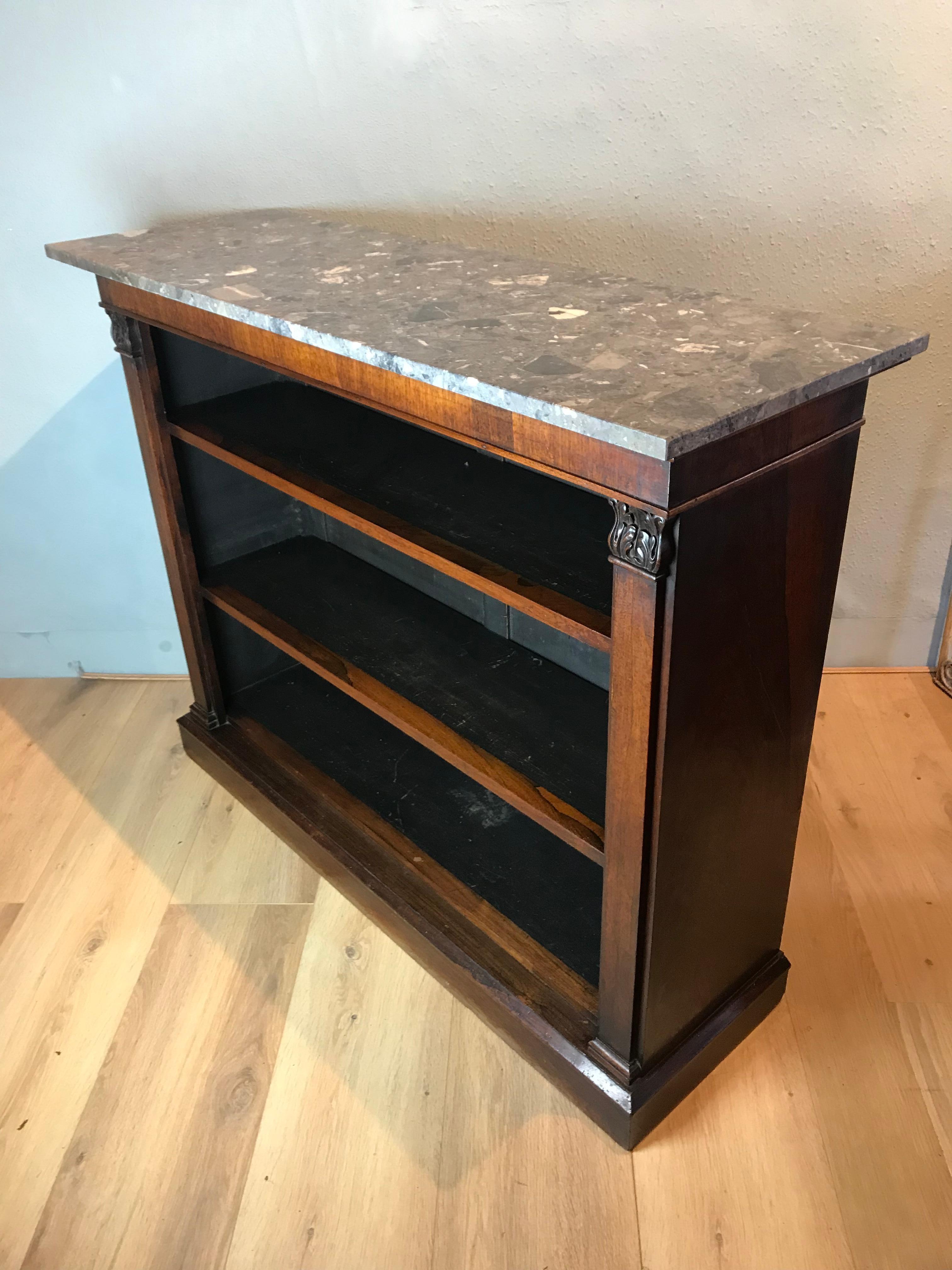 William 4th Freestanding Marble Topped Rosewood Bookcase For Sale 2