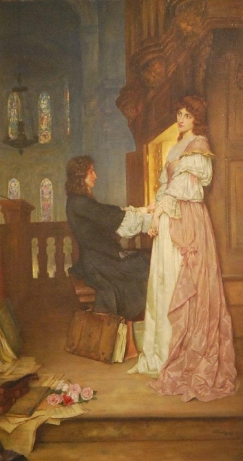 William A. Breakspeare (1855-1914)
If music be the food of love
Signed 'WA Breakspeare' (lower right)
Oil on canvas
Measures: 48 x 26 in. (121.9 x 66 cm).