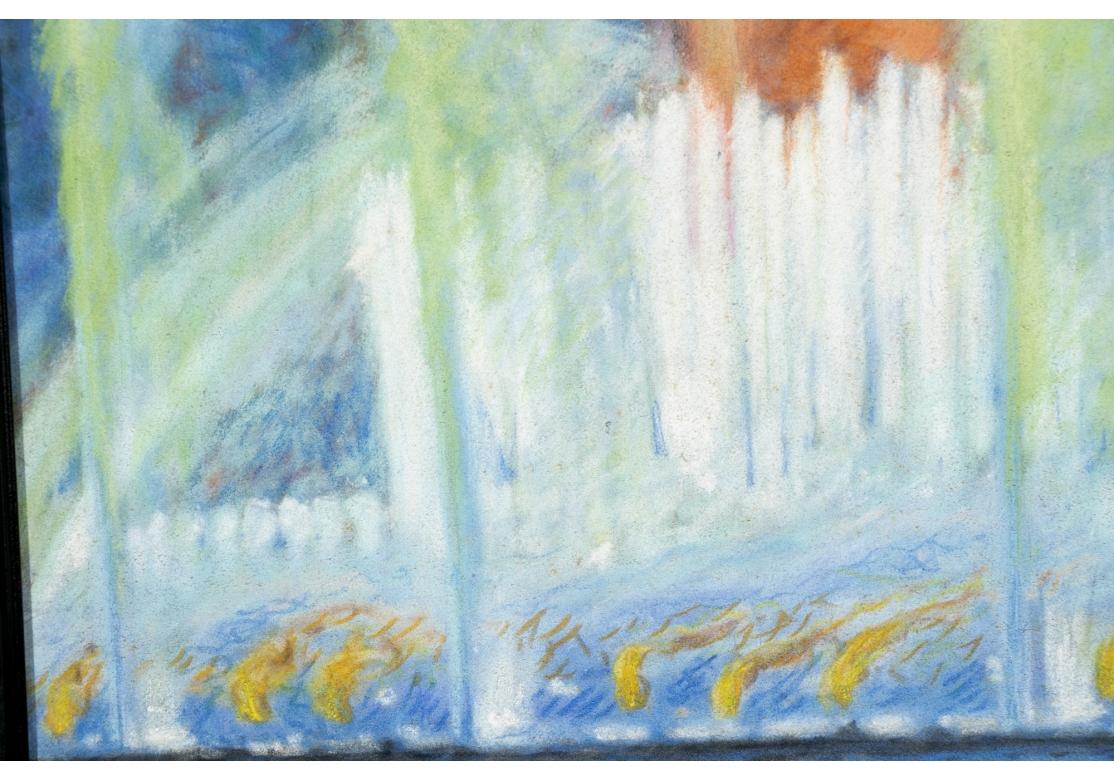 William A. Drake (1891-1979) Night Time Fountain Lights Pastell auf Papier (Sonstiges) im Angebot