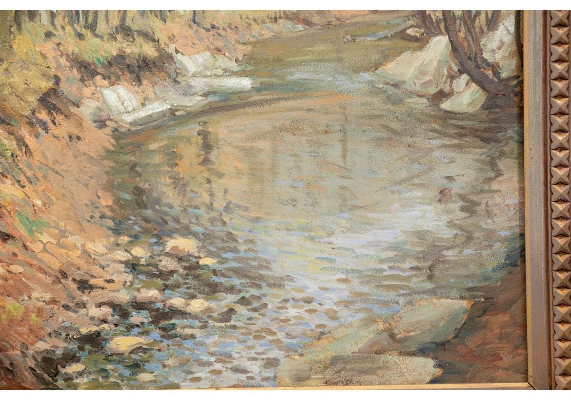 William A. Drake (1891-1979) Oil On Board Forest Landscape With Pond For Sale 2