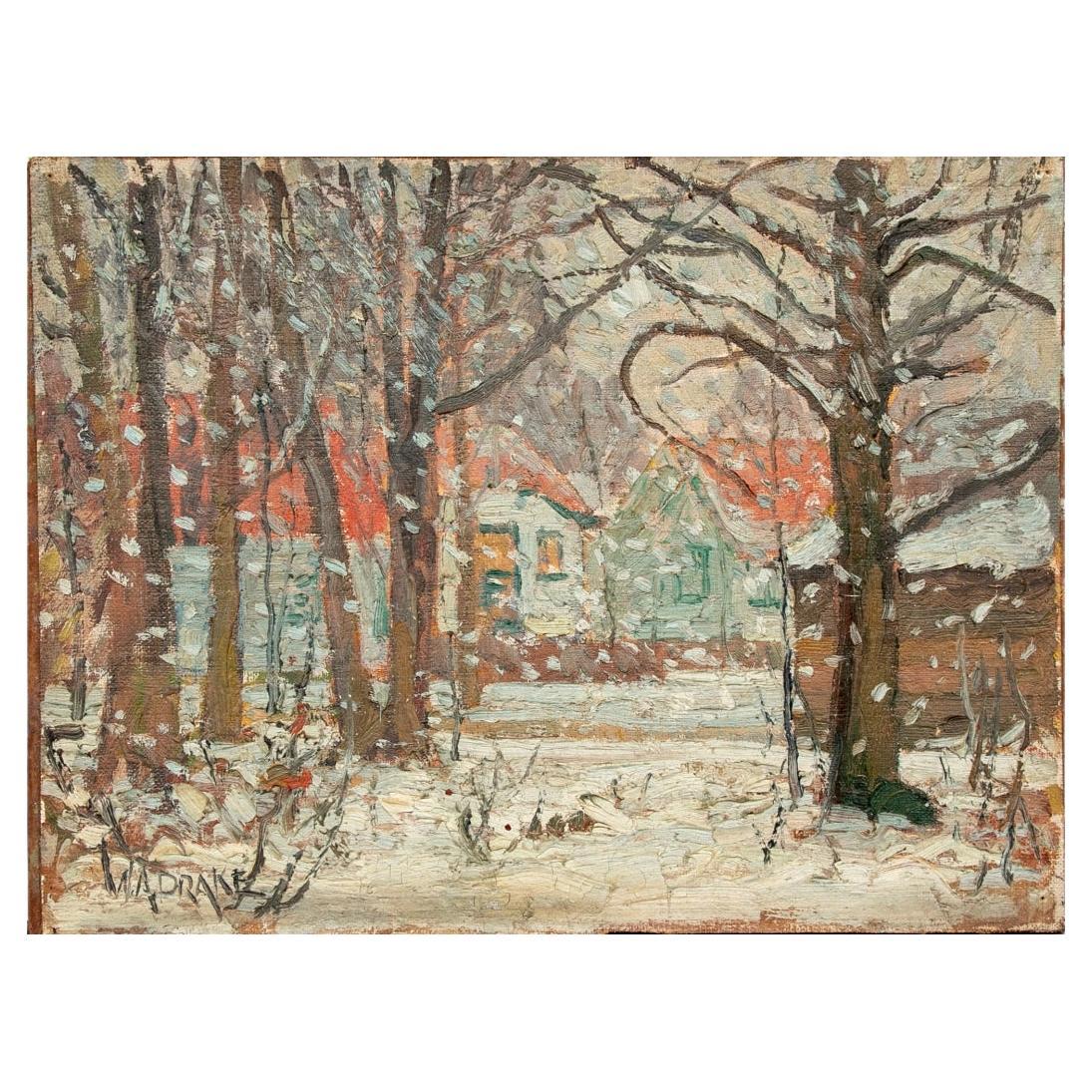 William A. Drake (1891-1979), Oil On Canvas/Masonite Snowy Landscape