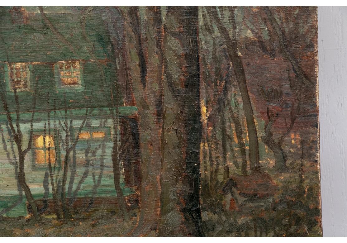 Hand-Painted William A. Drake (1891-1979) Oil On Canvas “ My Neighbors Cottage” For Sale