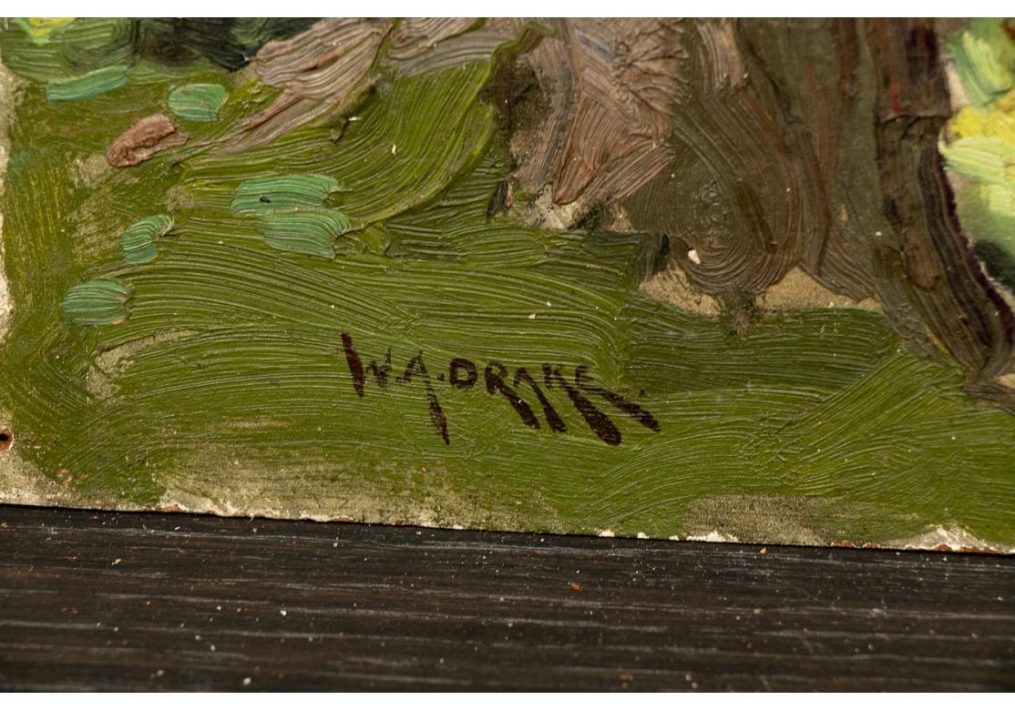Rustic William A. Drake (1891-1979), Oil On Masonite - Cabin In The Woods For Sale