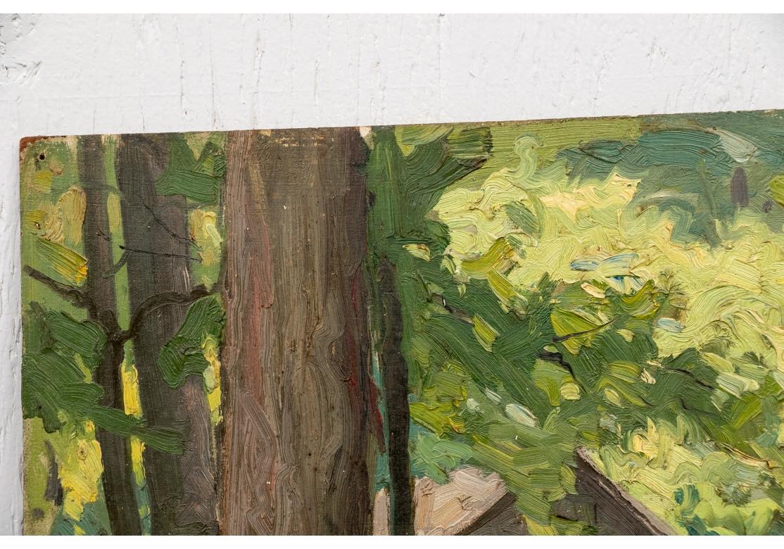 20th Century William A. Drake (1891-1979), Oil On Masonite - Cabin In The Woods For Sale