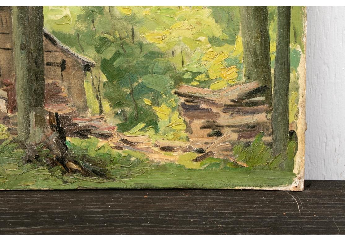 20th Century William A. Drake (1891-1979), Oil On Masonite Cabin In Woods Lake Simcoe For Sale