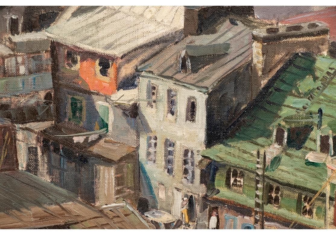 Industrial William A. Drake (1891-1979) Oil On Masonite Colorful City Structures For Sale