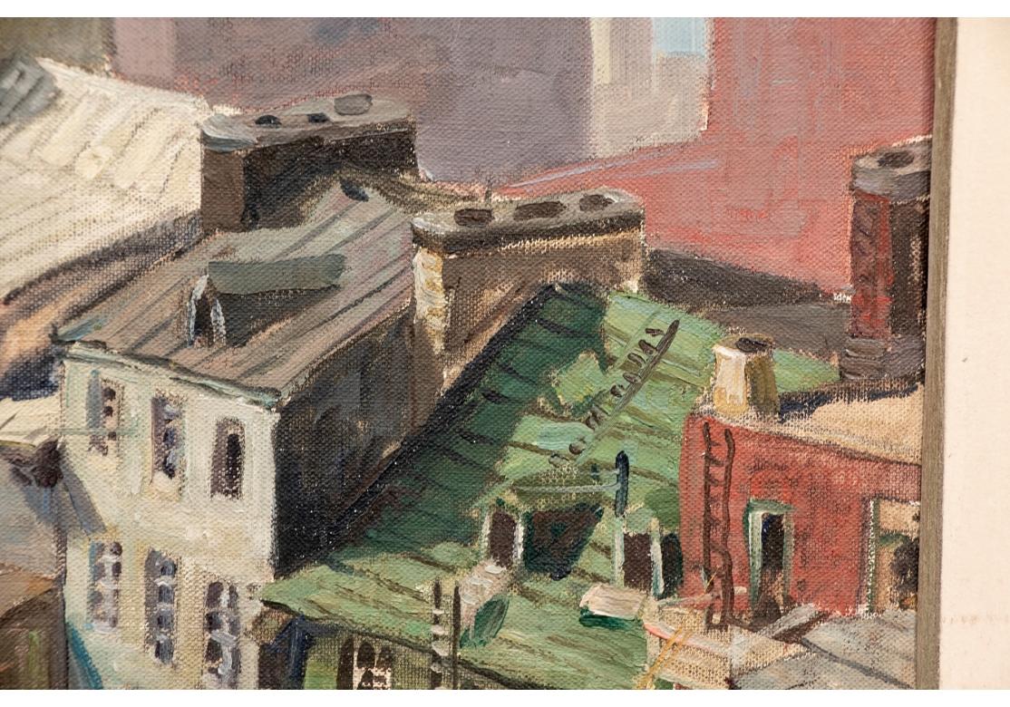 North American William A. Drake (1891-1979) Oil On Masonite Colorful City Structures For Sale