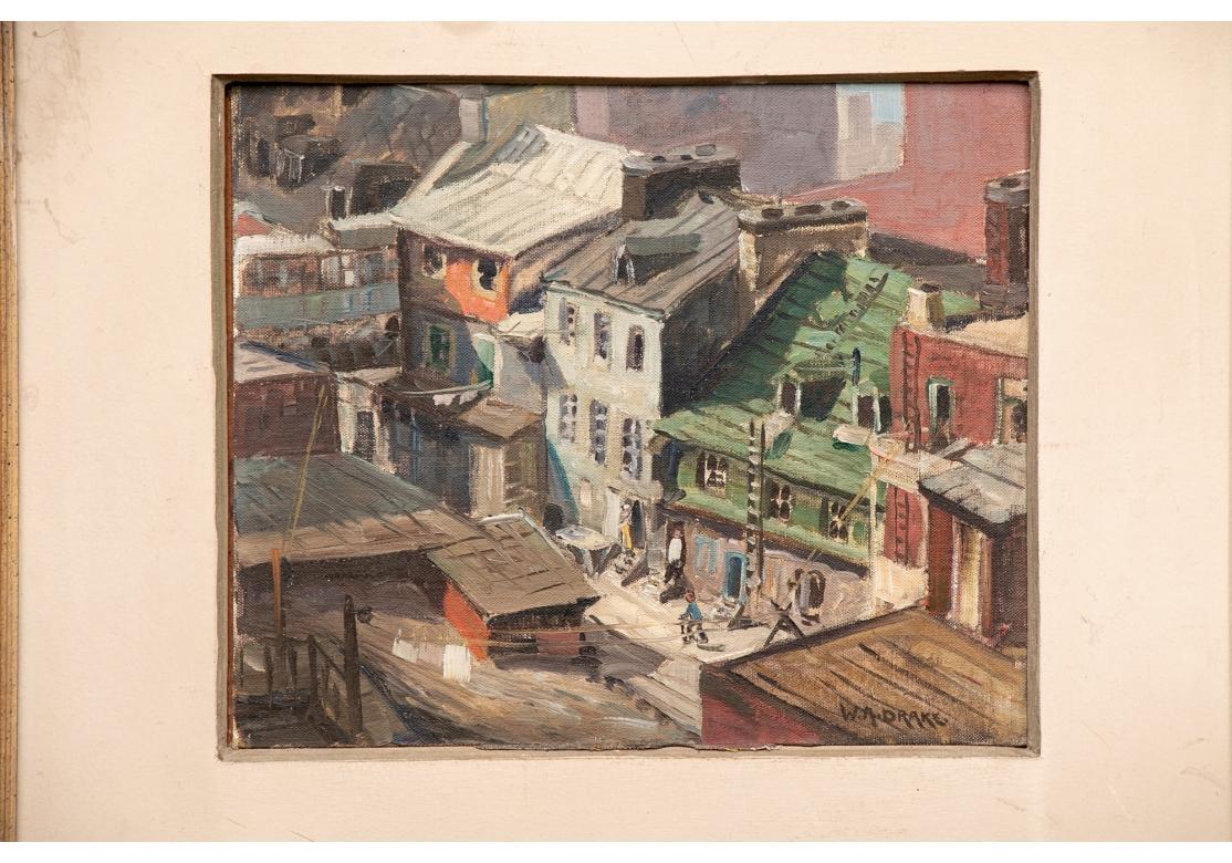 William A. Drake (1891-1979) Oil On Masonite Colorful City Structures For Sale 1