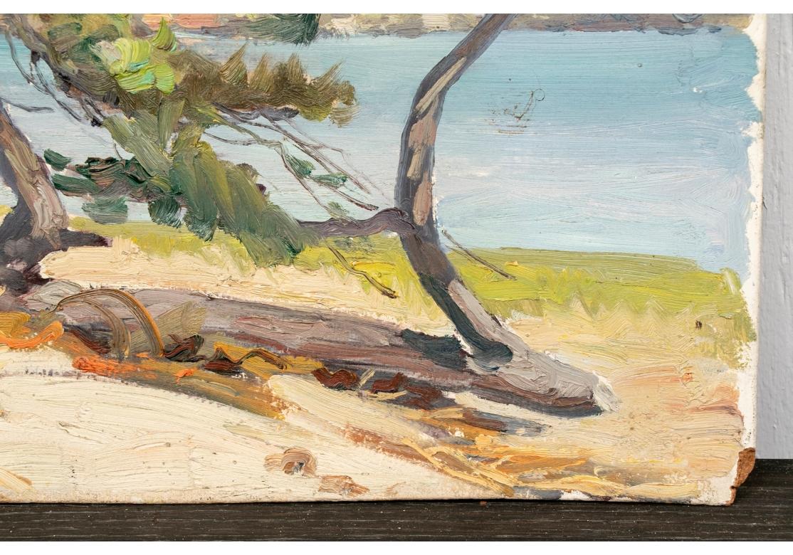 William A. Drake (1891-1979), Oil On Masonite Lake Landscape In Distressed Condition For Sale In Bridgeport, CT