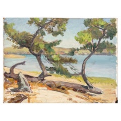 William A. Drake (1891-1979), Oil On Masonite Lake Landscape
