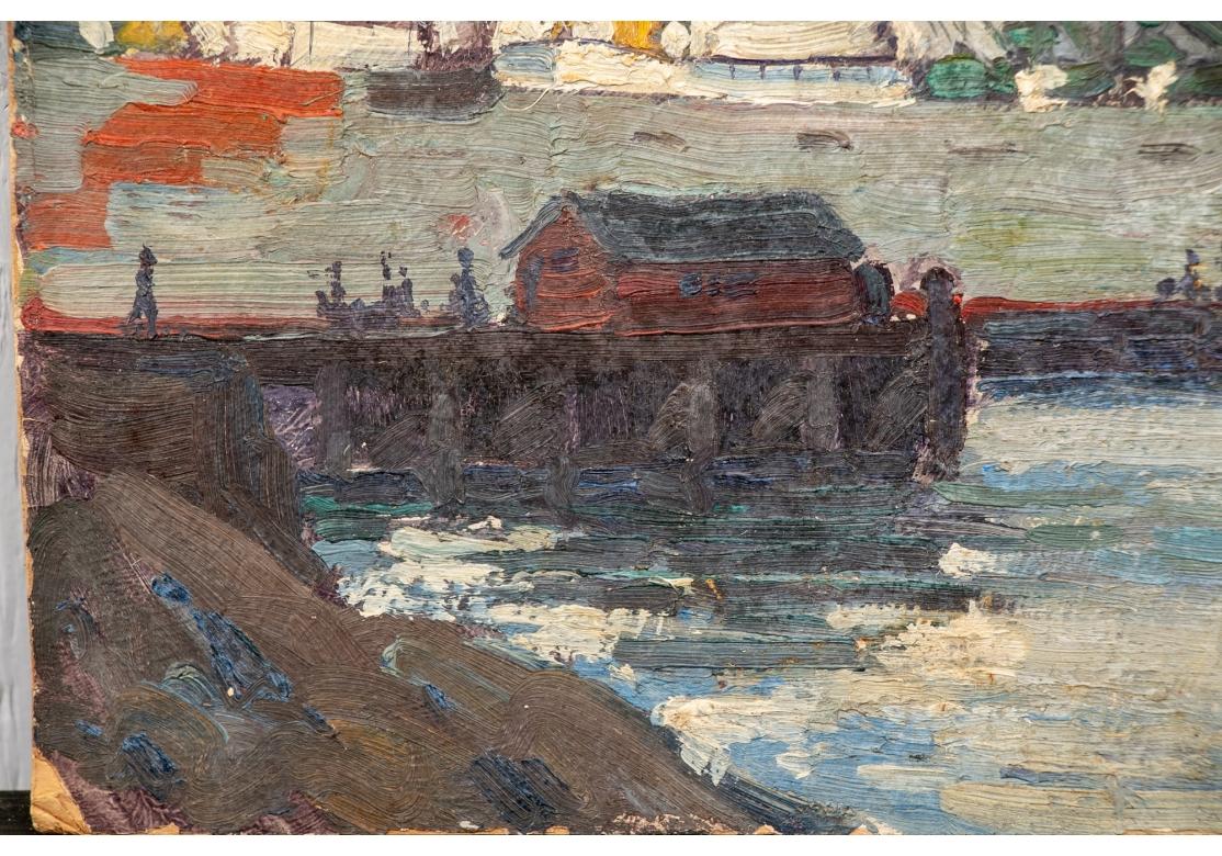 XX secolo William A. Drake (1891-1979), Olio su masonite, Nave nel porto in vendita