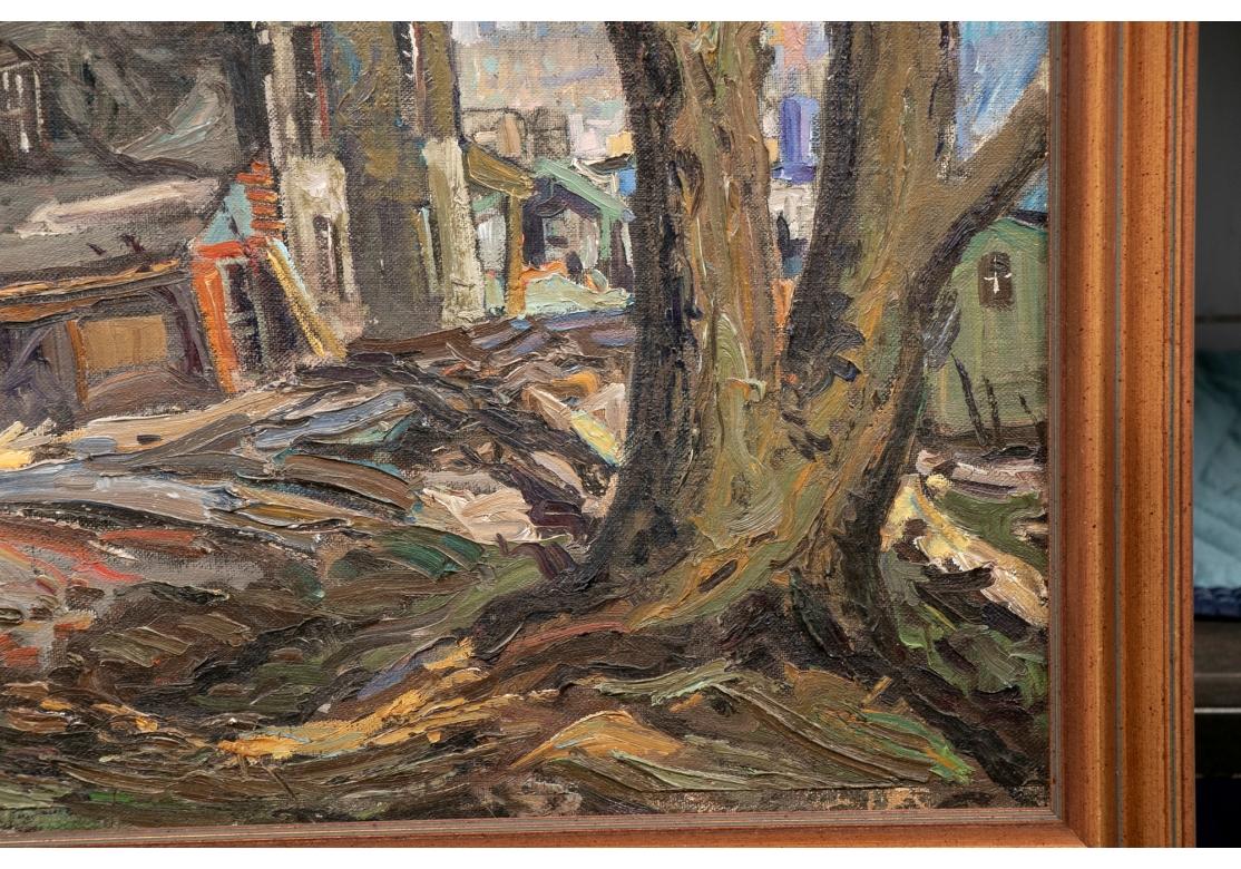 Country William A. Drake (1891-1979) Pallet Oil On Board Landscape With Rural Sructure For Sale