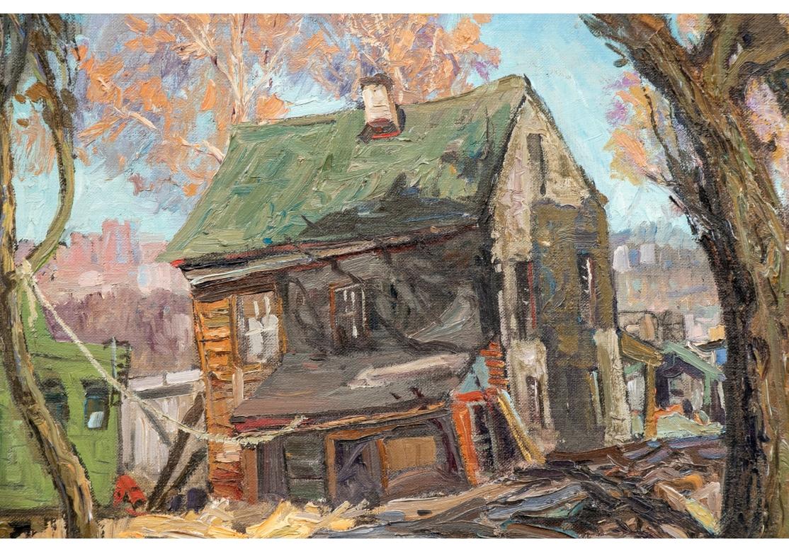 Paint William A. Drake (1891-1979) Pallet Oil On Board Landscape With Rural Sructure For Sale