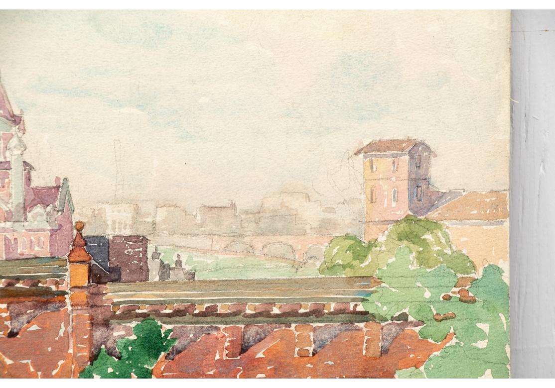 North American William A. Drake (1891-1979) Watercolor On Board, City Scape Phila. Pa. 1932 For Sale