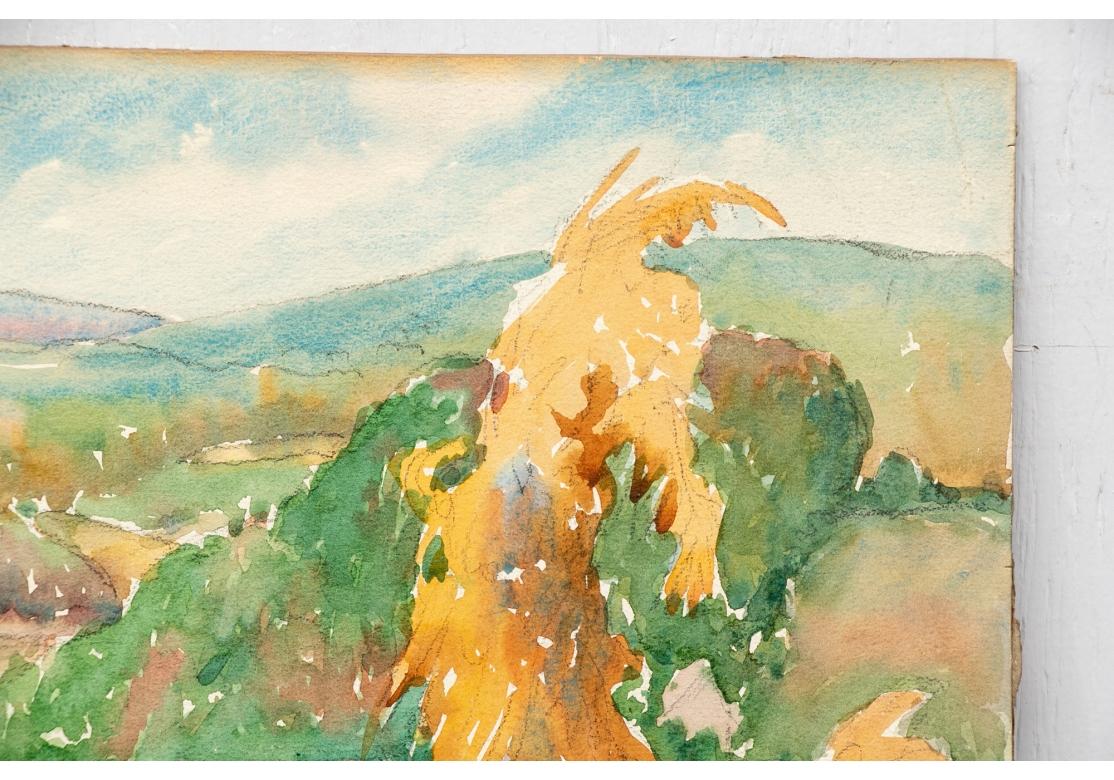 William A. Drake (1891-1979) Aquarell auf Karton - Korn Shocks - Ulster Cty NY (Land) im Angebot