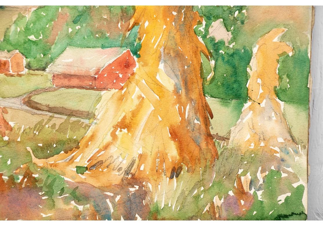 William A. Drake (1891-1979) Aquarell auf Karton - Korn Shocks - Ulster Cty NY (Handbemalt) im Angebot