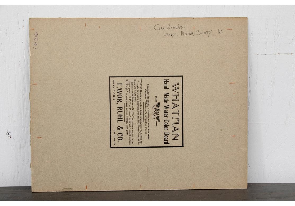 William A. Drake (1891-1979) Aquarell auf Karton - Korn Shocks - Ulster Cty NY (Papier) im Angebot