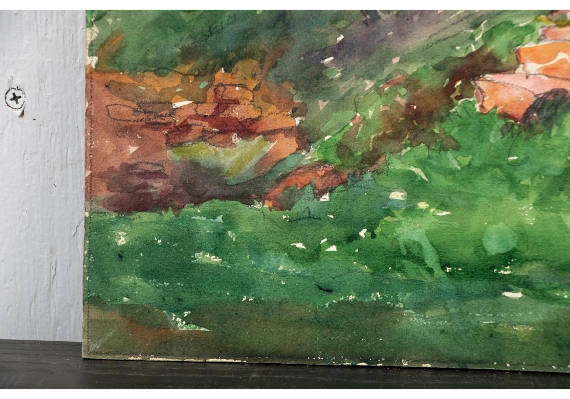 American William A. Drake (1891-1979) Watercolor On Board - Front Entrance For Sale