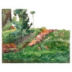 William A. Drake (1891-1979) Watercolor On Board - Front Entrance