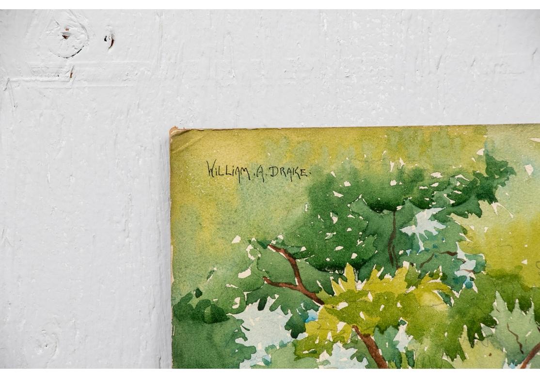 Rustic William A. Drake (1891-1979), Watercolor On Board - Jersey City, NJ For Sale