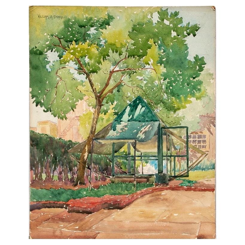 William A. Drake (1891-1979), Watercolor On Board - Jersey City, NJ