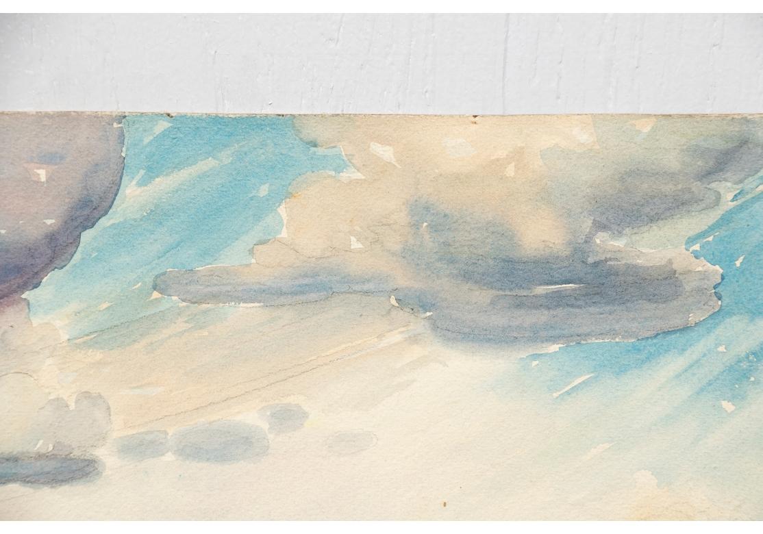 Rustic William A. Drake (1891-1979) Watercolor On Board - Meadow Land Landscape For Sale