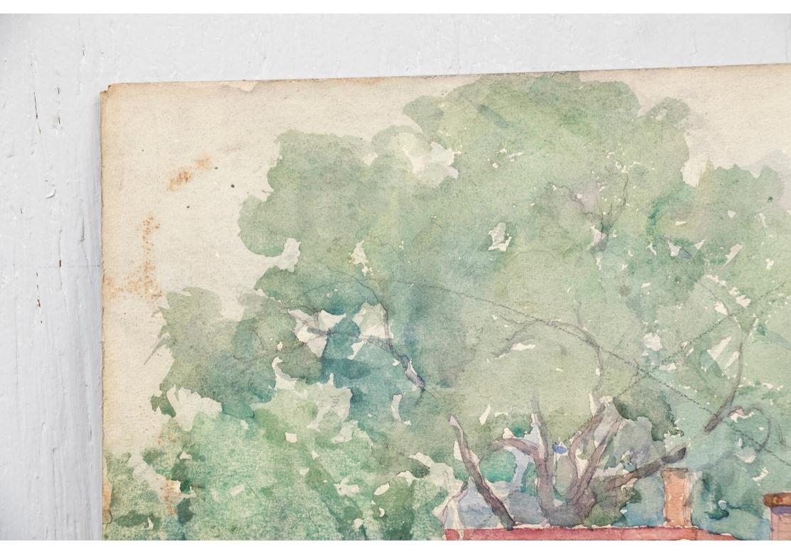Hand-Painted William A. Drake (1891-1979) Watercolor On Board - Meadow Land Landscape For Sale
