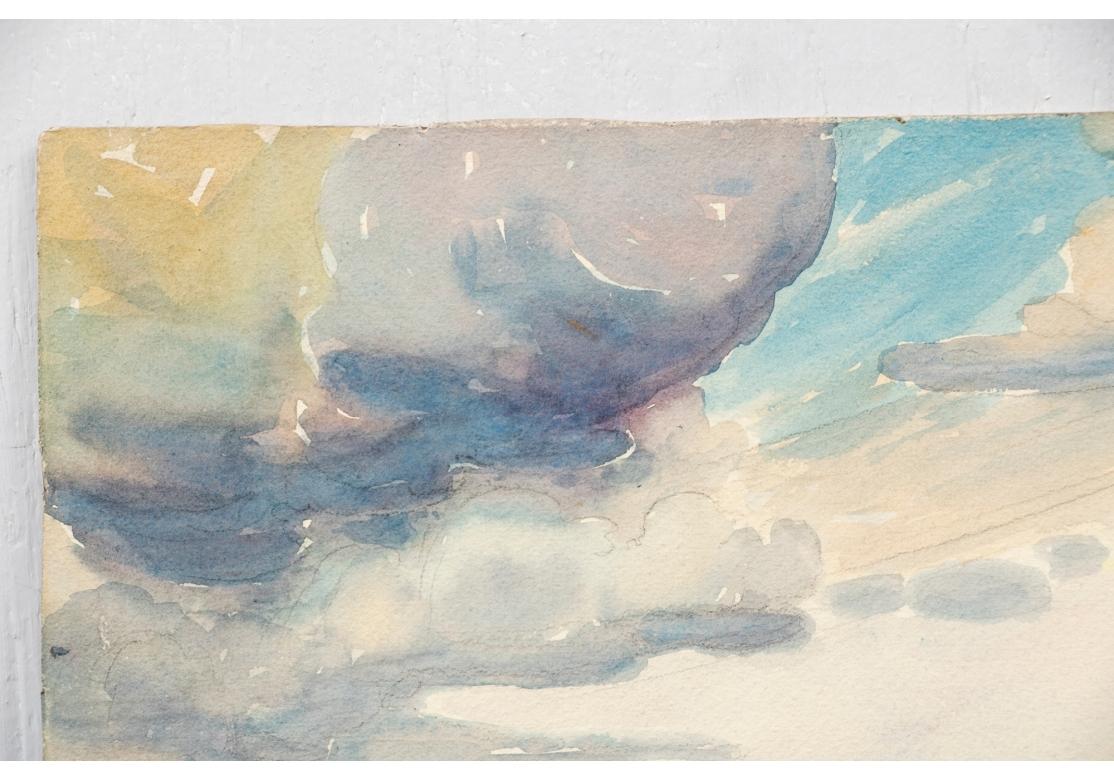 William A. Drake (1891-1979) Watercolor On Board - Meadow Land Landscape In Distressed Condition For Sale In Bridgeport, CT