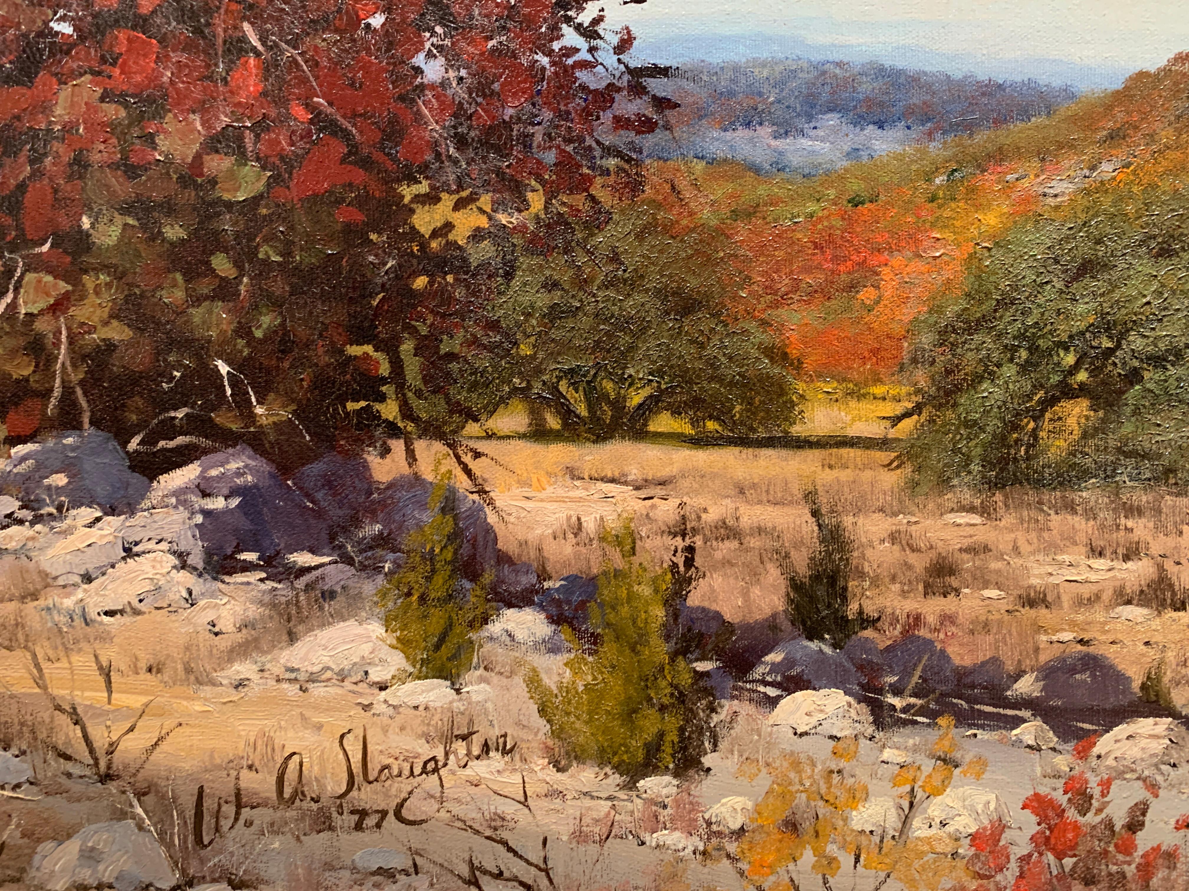 „Autumn Creek“, W.A. Slaughter, Original, Öl auf Leinwand, 24x36 Zoll, Landschaft (Realismus), Painting, von William A. Slaughter