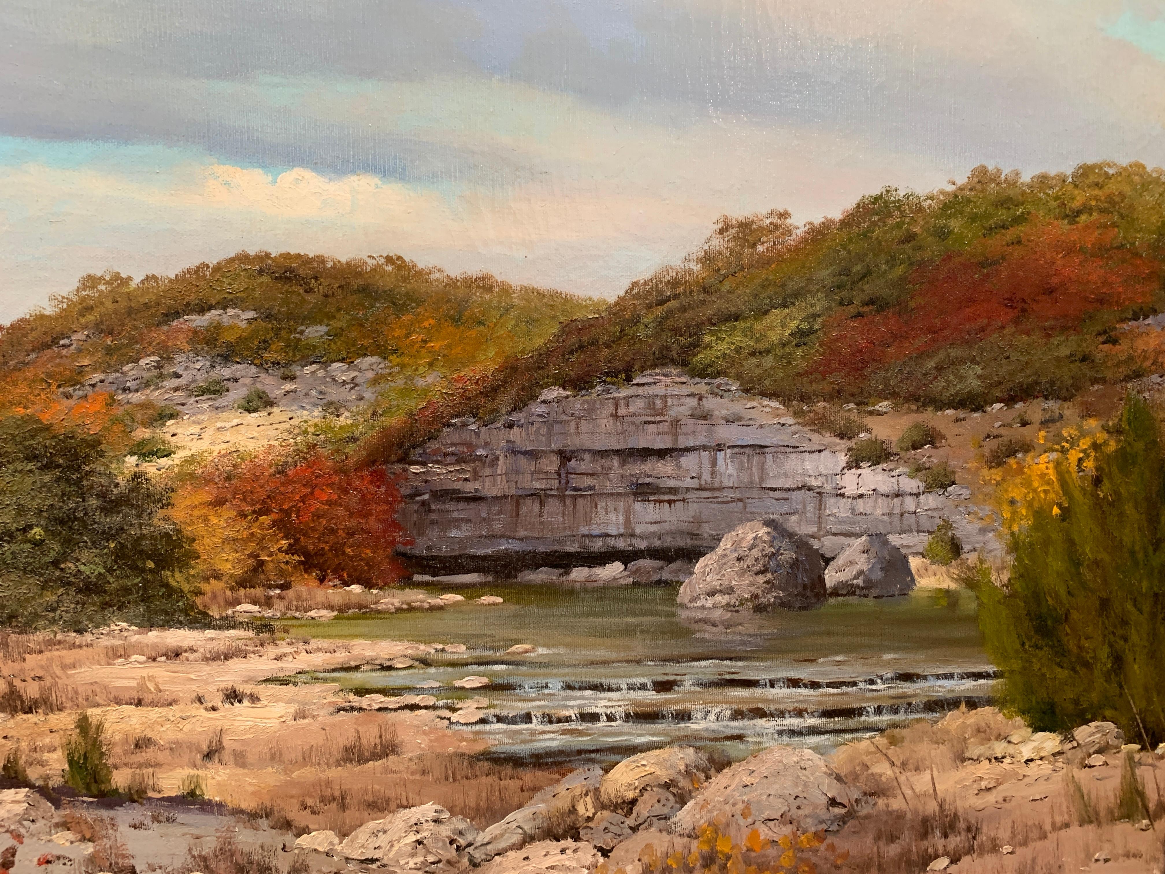 „Autumn Creek“, W.A. Slaughter, Original, Öl auf Leinwand, 24x36 Zoll, Landschaft im Angebot 1