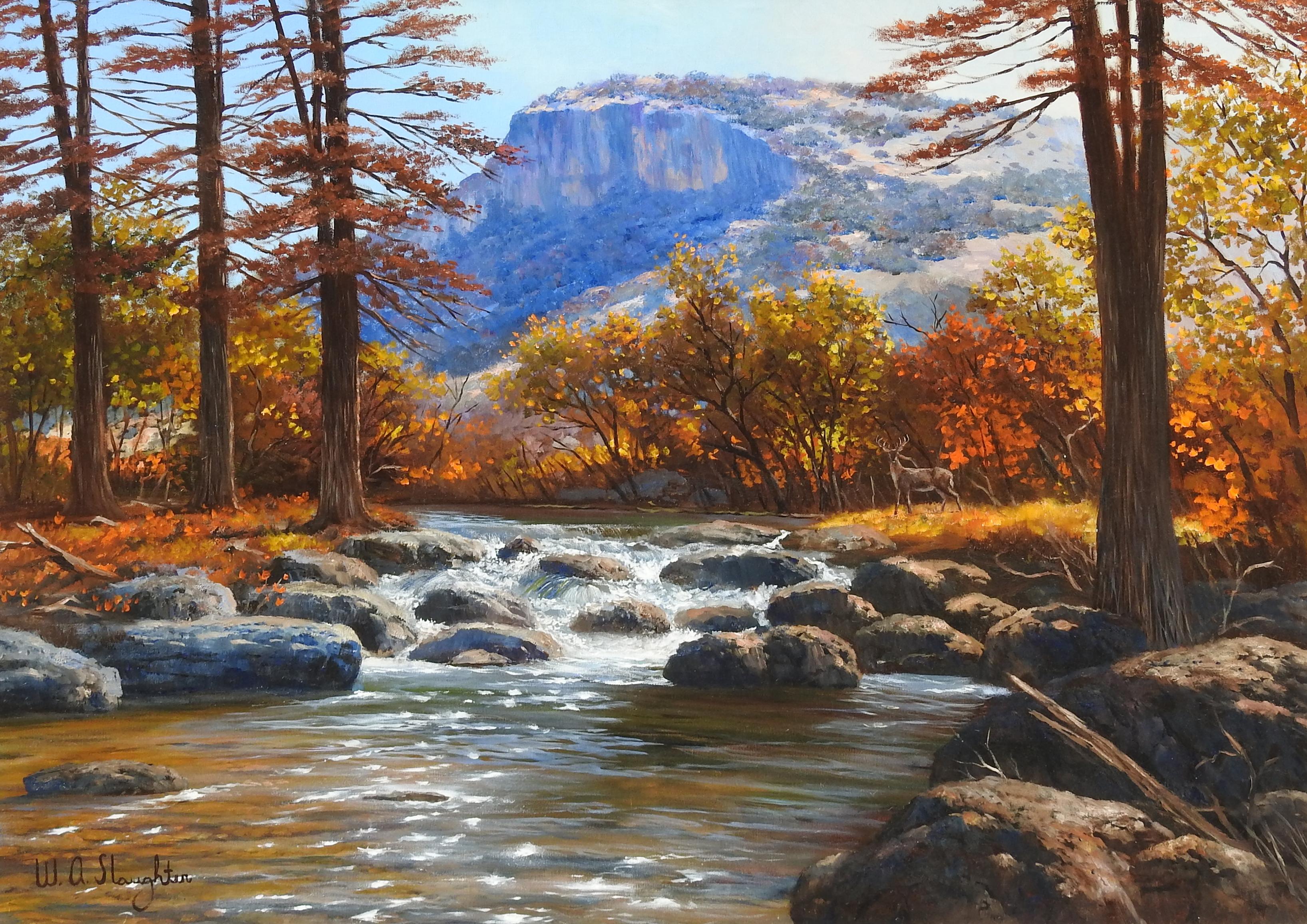 "Autumn Rapids", W.A. Slaughter, Original, Oil on Canvas, 30x40 in., Landscape