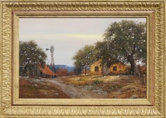 "Stone House & Windmill", W.A. Slaughter, Original, Oil on Canvas, 24x36 in.