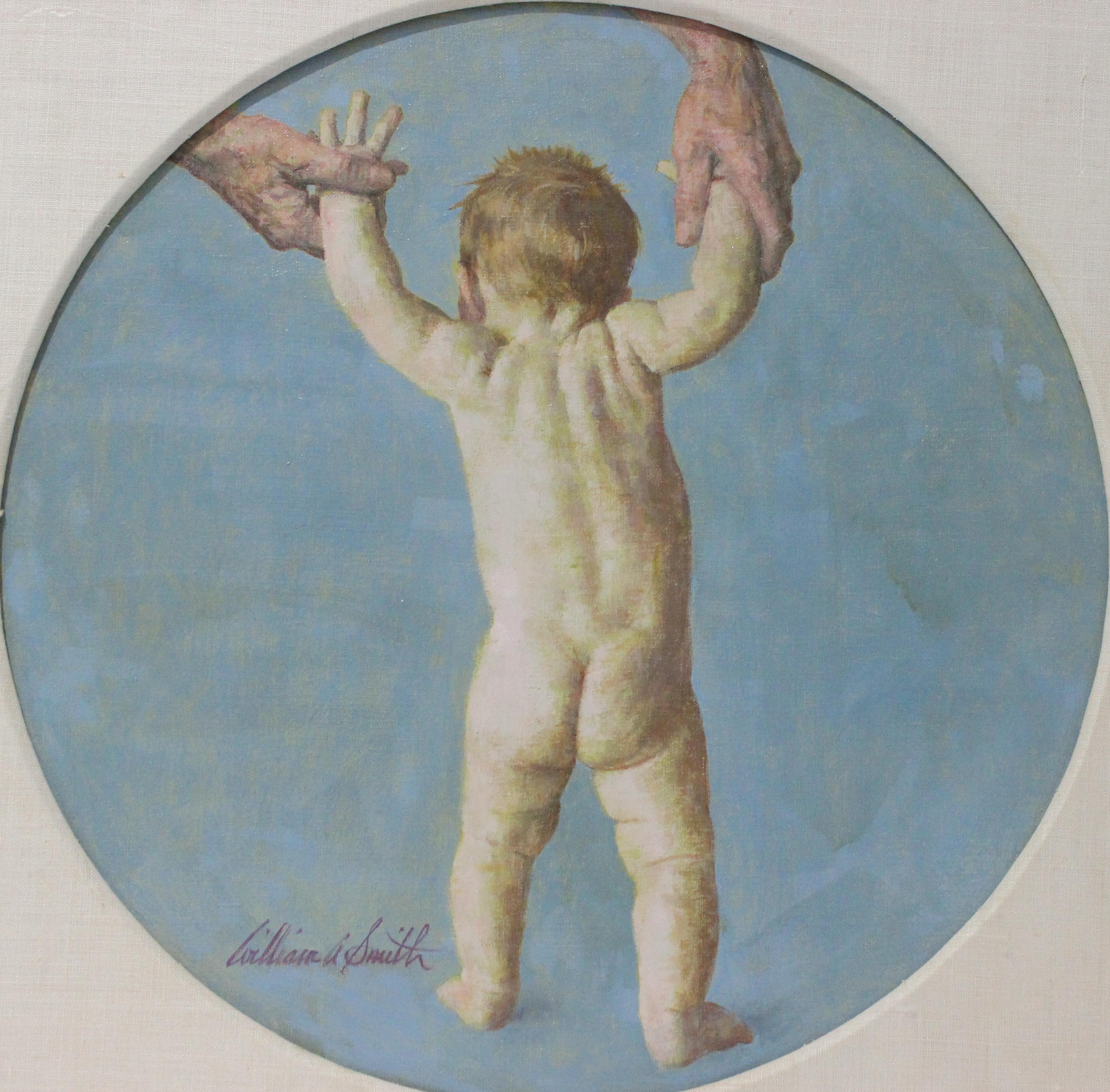 Ce charmant tableau a probablement été commandé par un particulier pour célébrer les premiers pas d'un enfant, ou peut-être pour l'illustration d'un magazine. 

William A. Smith (américain) 
b1918-d1989

POUR INFORMATION :
L'artiste William A.