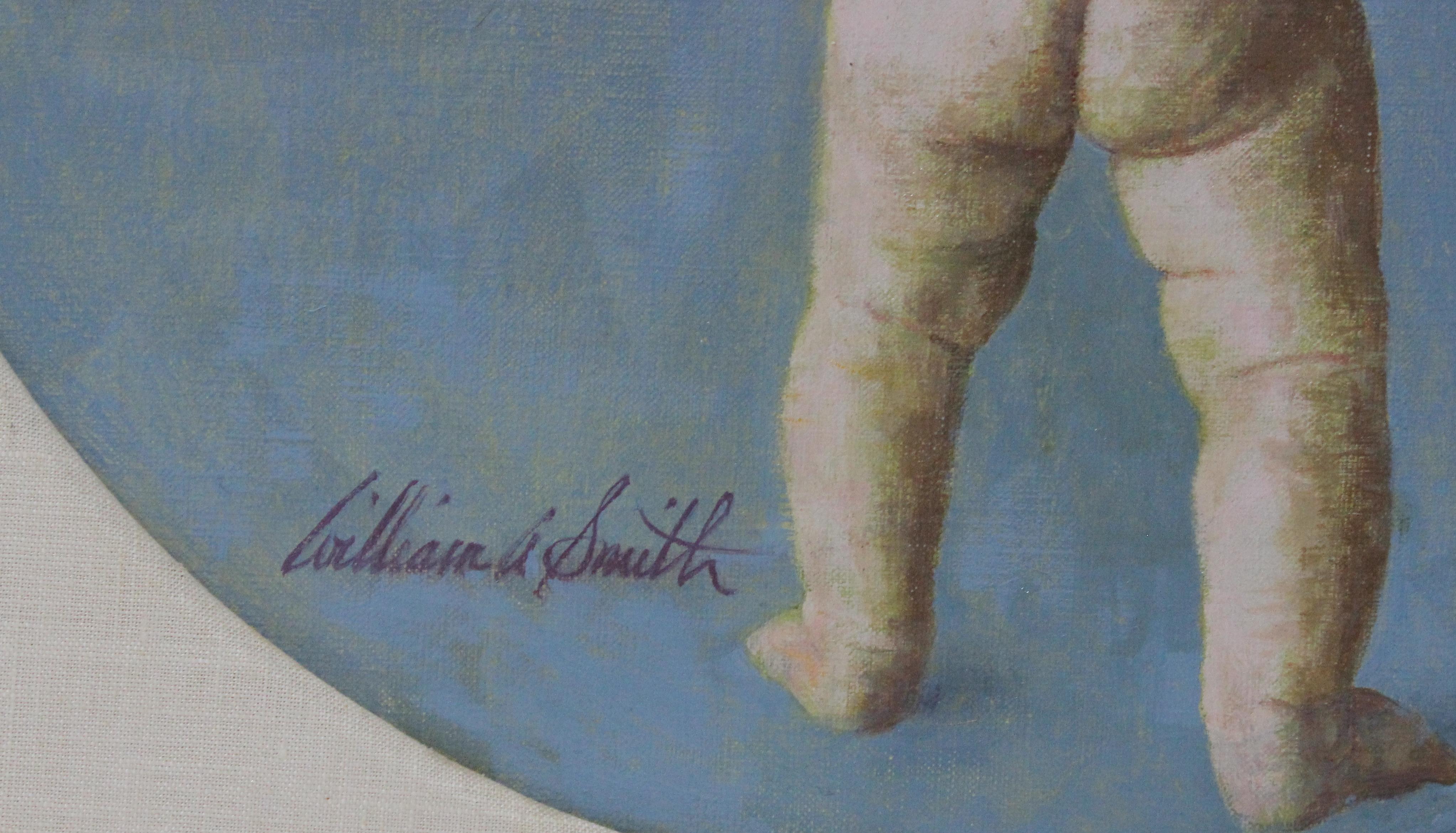 Romantique Peinture à l'huile d'un bébé de William A Smith  en vente