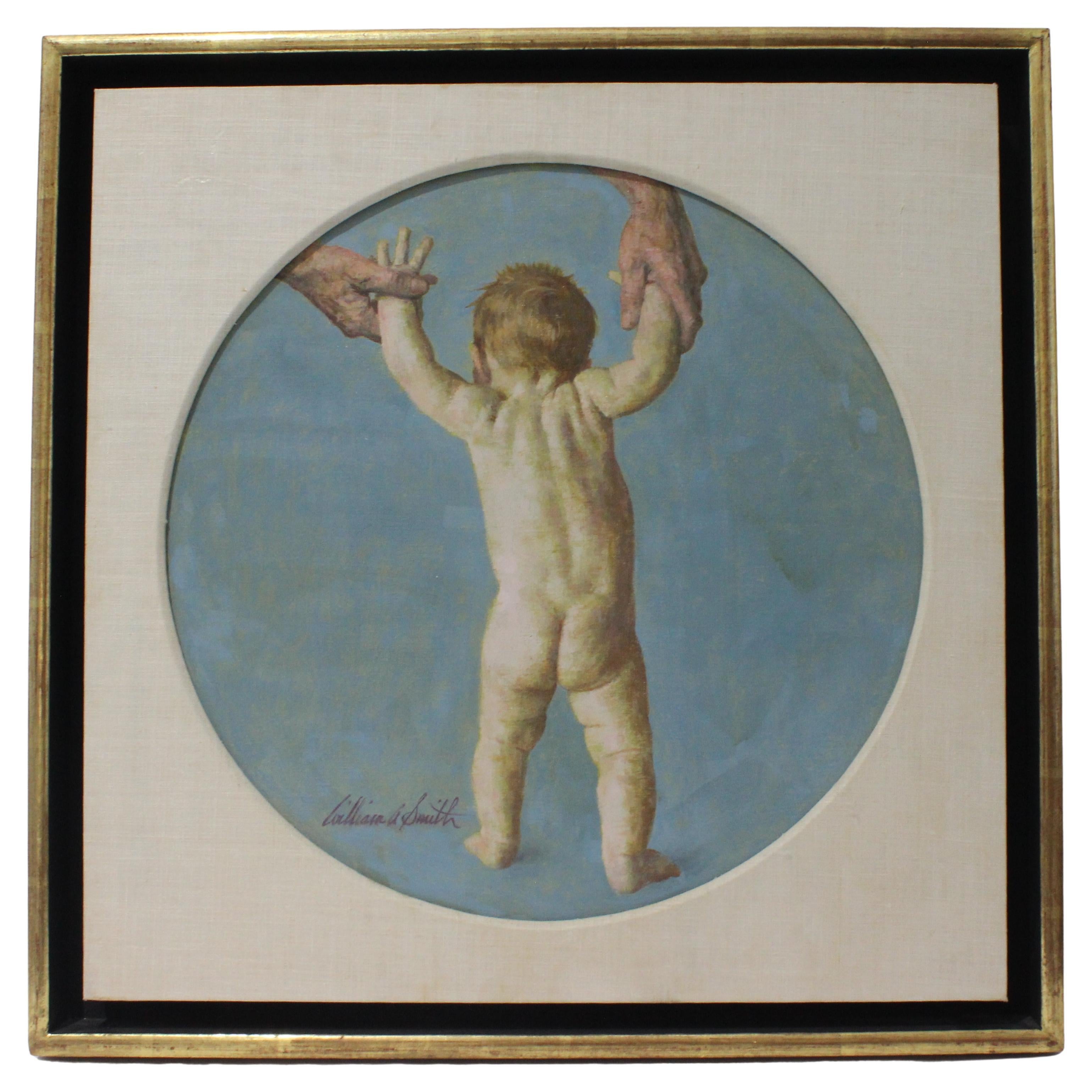 William A Smith Oil Painting of a Baby 
