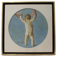 William A Smith Oil Painting of a Baby 
