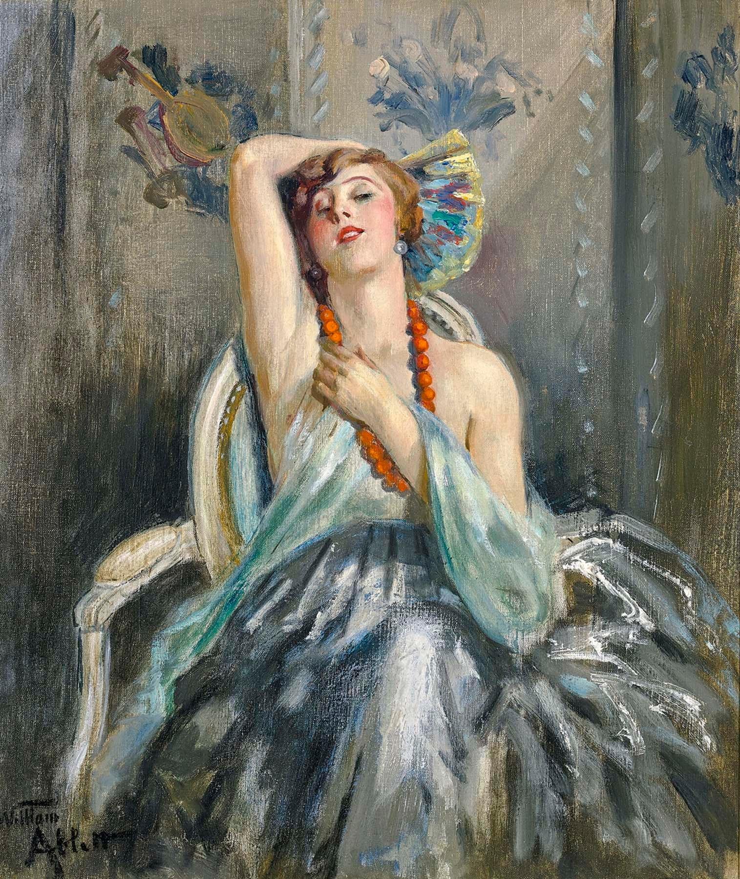 William Ablett Portrait Painting - Elegant Woman