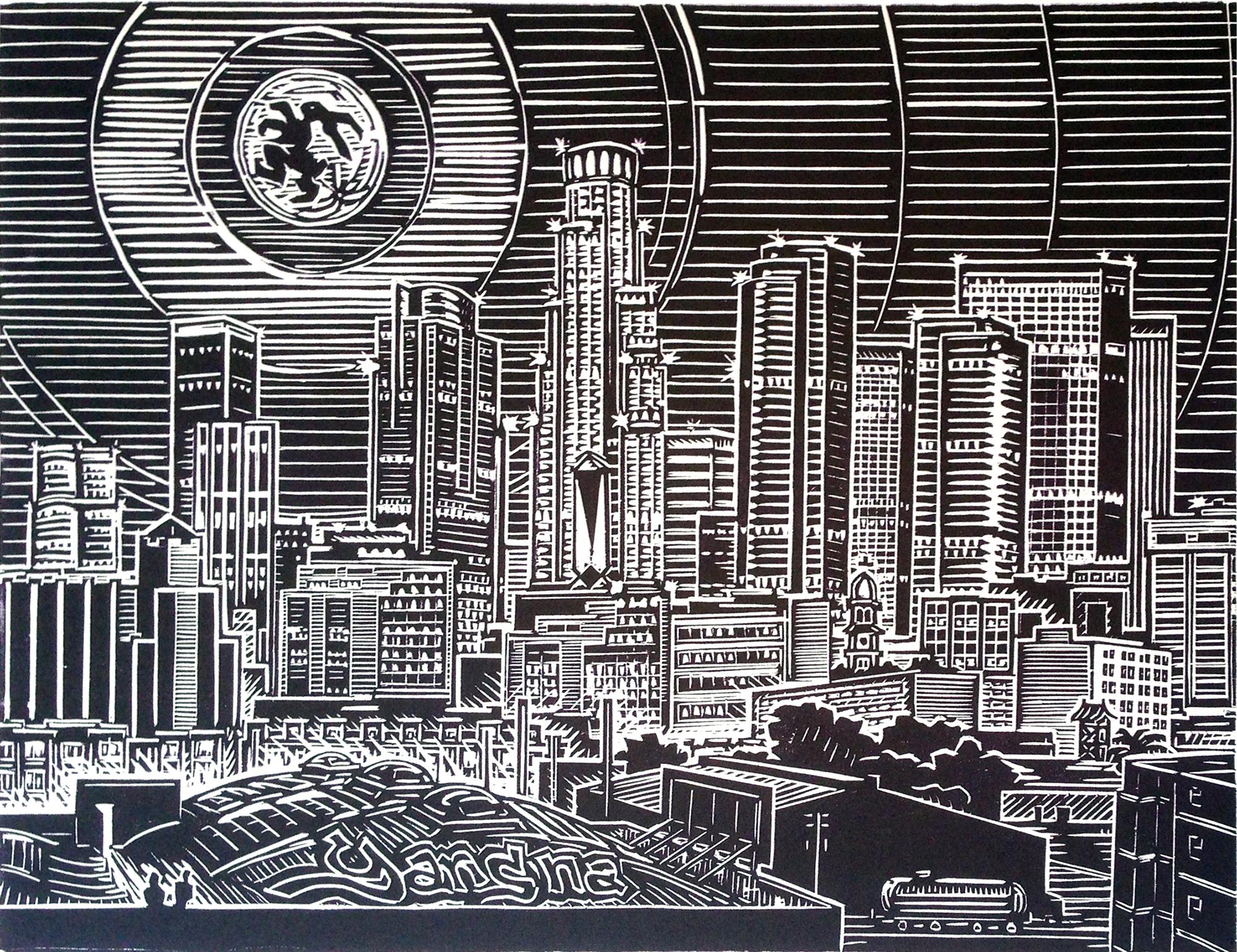 Landscape Print de William Acedo - Puesta de luna Yangna