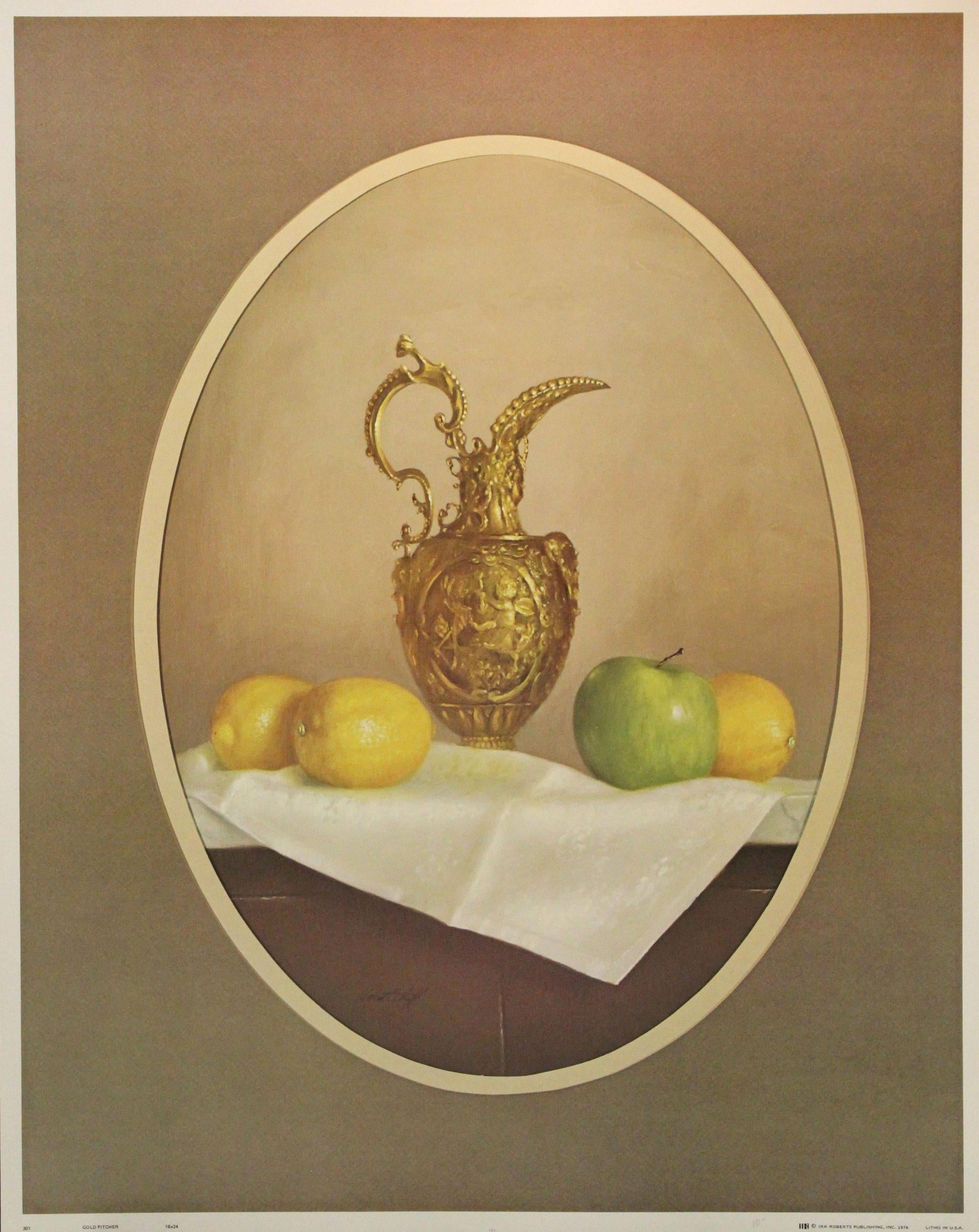 William Acheff Still-Life Print - Gold Pitcher-Print. IRA Roberts Publishing, Inc. 1976. Lithographed in USA