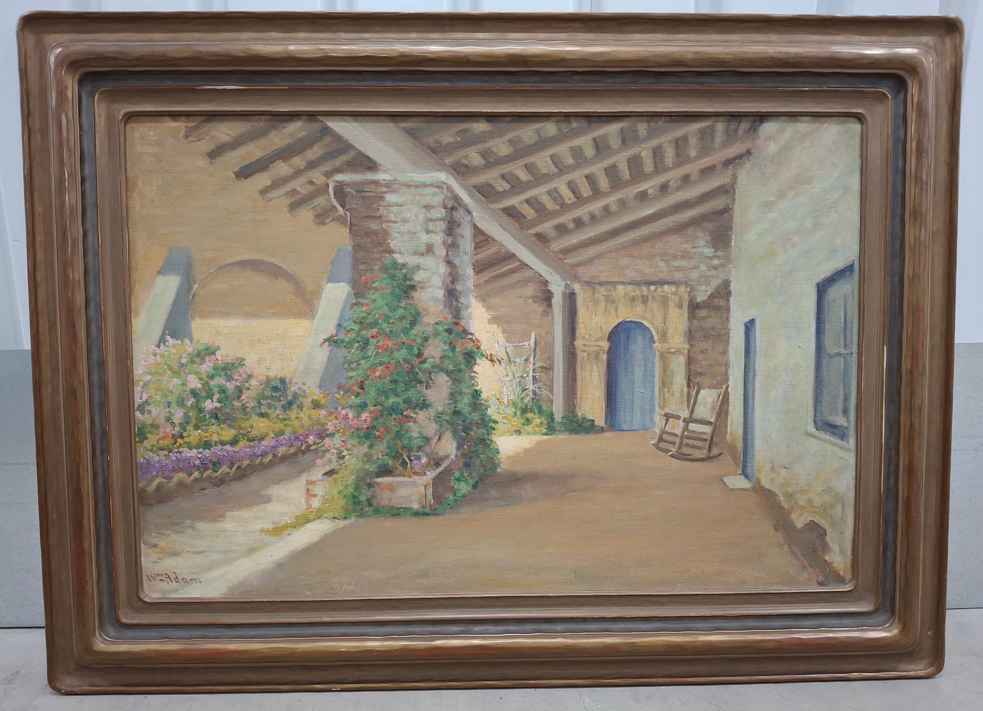 William Adams (1846-1931) 

Schöne Hof-/Terrassenmalerei

Öl auf Künstlerpappe

Untergebracht in einem originalen Art-Déco-Rahmen

33,75 x 23,5" ungerahmt

32,5" x 44,5" gerahmt
