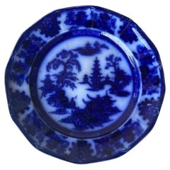 Antique William Adams Dark Flow Blue Plate, circa 1850s