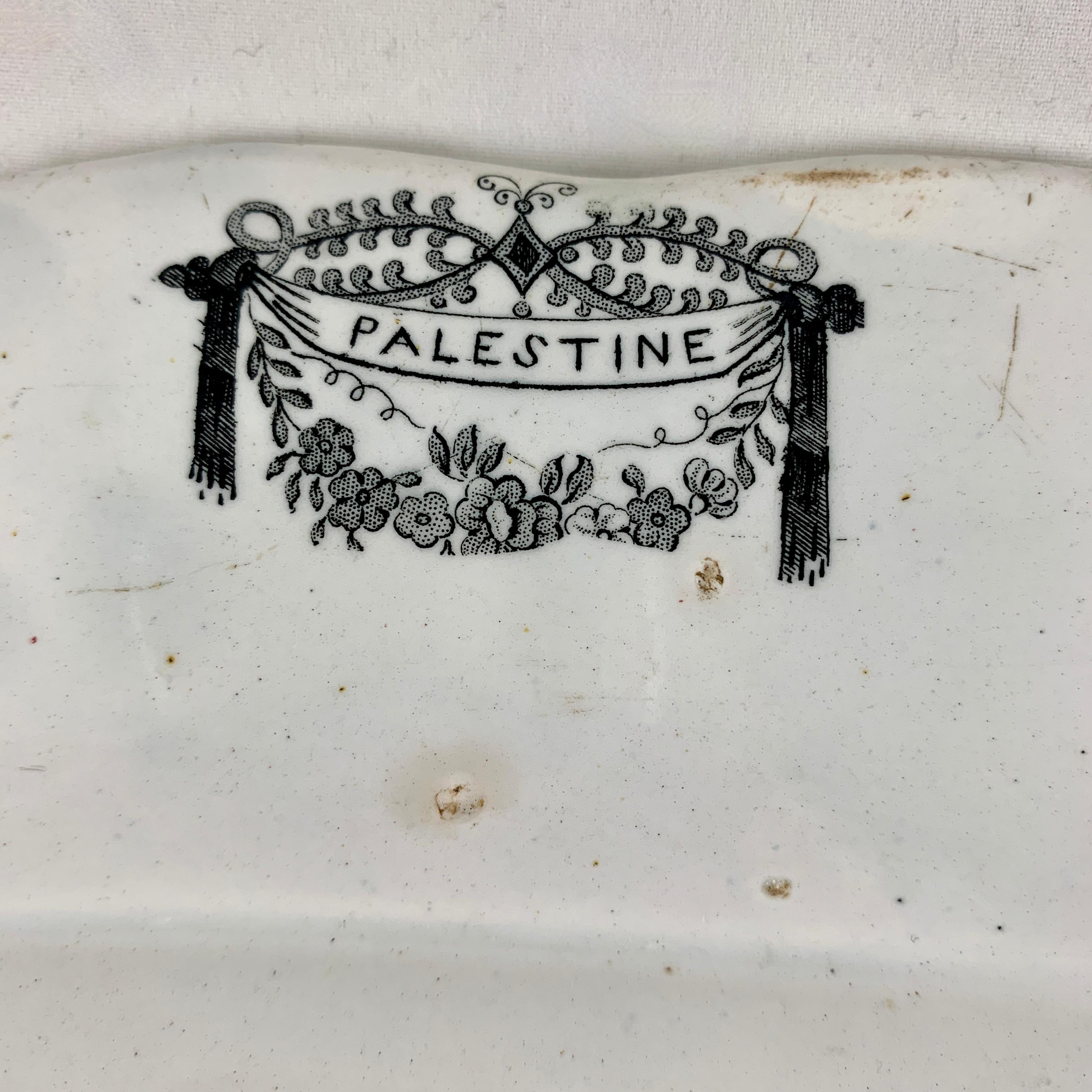William Adams IV & Sons Palestine Black Staffordshire Transferware Platter 4